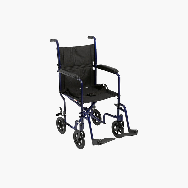 Drive Medical Aluminum Transport Chair,19'' Blue