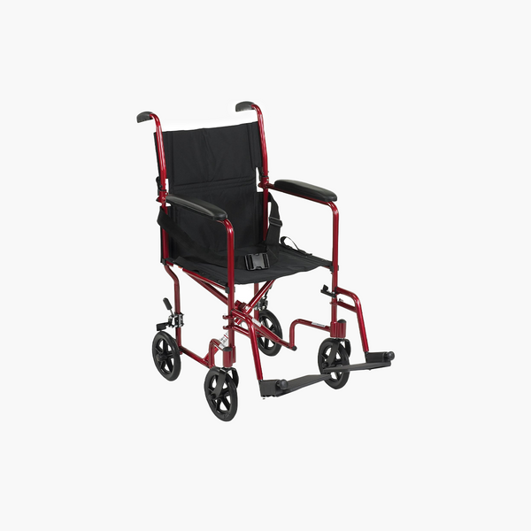 Drive Medical Aluminum Transport Chair,19'' Red